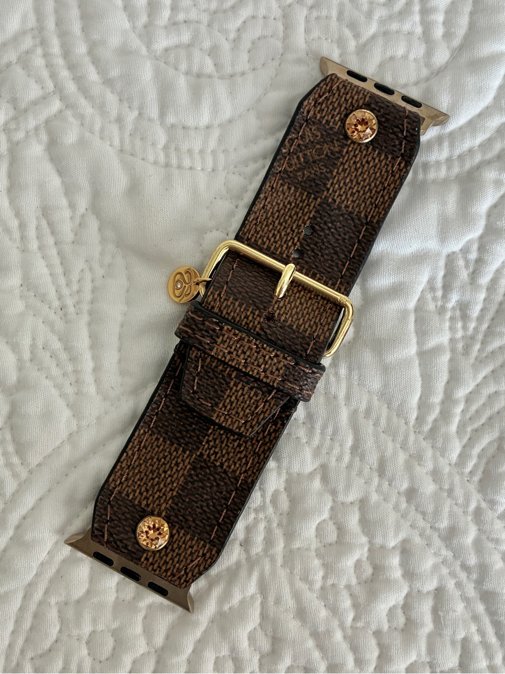 Spark*L Authentic Upcycled Lv Damier Ebene Apple Watch Band - Size 1, 42-49mm